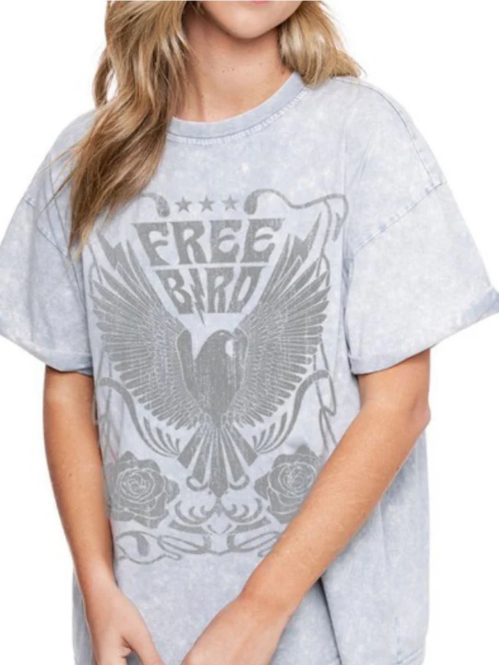 Free Bird Graphic Short Sleeve Tee - Light Grey